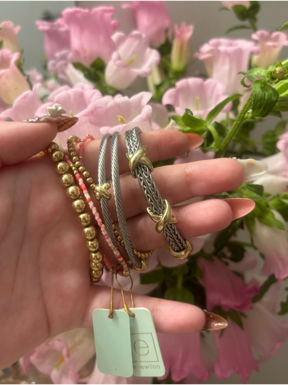 Newton Pink and Gold Layered Bracelet Stack